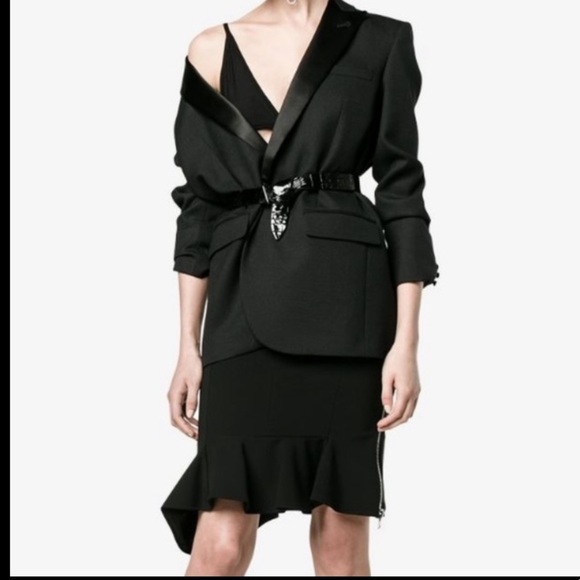 Givenchy Black Ruffle Hem Side Zipper Pencil Skirt - Picture 16 of 16